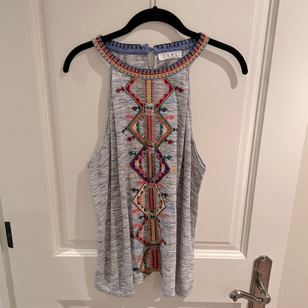 Colorful THML Embroidered High-Neck Tank - Picture 3 of 4